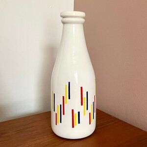 Vintage 1980's Beauceware White Ceramic Milk Bottle w/ Lid Canada Québec